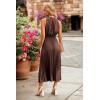 imagePRETTYGARDEN Womens Midi Summer Dresses Casual V Neck Swiss Dot Ruffle Sleeveless A Line Beach Sun DressBrown