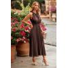 imagePRETTYGARDEN Womens Midi Summer Dresses Casual V Neck Swiss Dot Ruffle Sleeveless A Line Beach Sun DressBrown