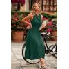 imagePRETTYGARDEN Womens Midi Summer Dresses Casual V Neck Swiss Dot Ruffle Sleeveless A Line Beach Sun DressDark Green
