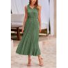 imagePRETTYGARDEN Womens Midi Summer Dresses Casual V Neck Swiss Dot Ruffle Sleeveless A Line Beach Sun DressGreen