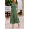 imagePRETTYGARDEN Womens Midi Summer Dresses Casual V Neck Swiss Dot Ruffle Sleeveless A Line Beach Sun DressGreen