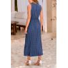 imagePRETTYGARDEN Womens Midi Summer Dresses Casual V Neck Swiss Dot Ruffle Sleeveless A Line Beach Sun DressGrey Blue