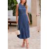 imagePRETTYGARDEN Womens Midi Summer Dresses Casual V Neck Swiss Dot Ruffle Sleeveless A Line Beach Sun DressGrey Blue