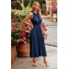 imagePRETTYGARDEN Womens Midi Summer Dresses Casual V Neck Swiss Dot Ruffle Sleeveless A Line Beach Sun DressNavy