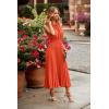 imagePRETTYGARDEN Womens Midi Summer Dresses Casual V Neck Swiss Dot Ruffle Sleeveless A Line Beach Sun DressOrange