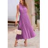 imagePRETTYGARDEN Womens Midi Summer Dresses Casual V Neck Swiss Dot Ruffle Sleeveless A Line Beach Sun DressPurple