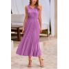 imagePRETTYGARDEN Womens Midi Summer Dresses Casual V Neck Swiss Dot Ruffle Sleeveless A Line Beach Sun DressPurple