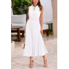 imagePRETTYGARDEN Womens Midi Summer Dresses Casual V Neck Swiss Dot Ruffle Sleeveless A Line Beach Sun DressWhite