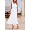 imagePRETTYGARDEN Womens Midi Summer Dresses Casual V Neck Swiss Dot Ruffle Sleeveless A Line Beach Sun DressWhite
