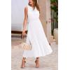 imagePRETTYGARDEN Womens Midi Summer Dresses Casual V Neck Swiss Dot Ruffle Sleeveless A Line Beach Sun DressWhite