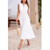 imagePRETTYGARDEN Womens Midi Summer Dresses Casual V Neck Swiss Dot Ruffle Sleeveless A Line Beach Sun DressWhite
