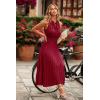 imagePRETTYGARDEN Womens Midi Summer Dresses Casual V Neck Swiss Dot Ruffle Sleeveless A Line Beach Sun DressWine Red
