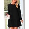 imagePRETTYGARDEN Womens Patchwork Sweatshirt Dress 2025 Fall Casual Long Sleeve Crewneck Pullover Cute Babydoll Mini DressesBlack