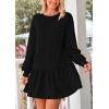 imagePRETTYGARDEN Womens Patchwork Sweatshirt Dress 2025 Fall Casual Long Sleeve Crewneck Pullover Cute Babydoll Mini DressesBlack
