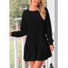 imagePRETTYGARDEN Womens Patchwork Sweatshirt Dress 2025 Fall Casual Long Sleeve Crewneck Pullover Cute Babydoll Mini DressesBlack