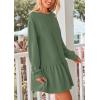 imagePRETTYGARDEN Womens Patchwork Sweatshirt Dress 2025 Fall Casual Long Sleeve Crewneck Pullover Cute Babydoll Mini DressesGreen