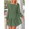 imagePRETTYGARDEN Womens Patchwork Sweatshirt Dress 2025 Fall Casual Long Sleeve Crewneck Pullover Cute Babydoll Mini DressesGreen