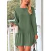 imagePRETTYGARDEN Womens Patchwork Sweatshirt Dress 2025 Fall Casual Long Sleeve Crewneck Pullover Cute Babydoll Mini DressesGreen