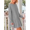 imagePRETTYGARDEN Womens Patchwork Sweatshirt Dress 2025 Fall Casual Long Sleeve Crewneck Pullover Cute Babydoll Mini DressesGrey