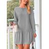 imagePRETTYGARDEN Womens Patchwork Sweatshirt Dress 2025 Fall Casual Long Sleeve Crewneck Pullover Cute Babydoll Mini DressesGrey