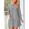 imagePRETTYGARDEN Womens Patchwork Sweatshirt Dress 2025 Fall Casual Long Sleeve Crewneck Pullover Cute Babydoll Mini DressesGrey