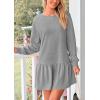 imagePRETTYGARDEN Womens Patchwork Sweatshirt Dress 2025 Fall Casual Long Sleeve Crewneck Pullover Cute Babydoll Mini DressesGrey