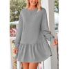 imagePRETTYGARDEN Womens Patchwork Sweatshirt Dress 2025 Fall Casual Long Sleeve Crewneck Pullover Cute Babydoll Mini DressesGrey