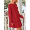 imagePRETTYGARDEN Womens Patchwork Sweatshirt Dress 2025 Fall Casual Long Sleeve Crewneck Pullover Cute Babydoll Mini DressesRed