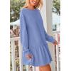 imagePRETTYGARDEN Womens Patchwork Sweatshirt Dress 2025 Fall Casual Long Sleeve Crewneck Pullover Cute Babydoll Mini DressesSky Blue