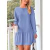 imagePRETTYGARDEN Womens Patchwork Sweatshirt Dress 2025 Fall Casual Long Sleeve Crewneck Pullover Cute Babydoll Mini DressesSky Blue