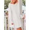 imagePRETTYGARDEN Womens Patchwork Sweatshirt Dress 2025 Fall Casual Long Sleeve Crewneck Pullover Cute Babydoll Mini DressesWhite