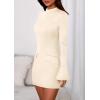 imagePRETTYGARDEN Womens Short Formal Dresses 2025 Fall Long Sleeve Mock Neck Elegant Cocktail Party Club Bodycon Mini DressBeige