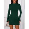 imagePRETTYGARDEN Womens Short Formal Dresses 2025 Fall Long Sleeve Mock Neck Elegant Cocktail Party Club Bodycon Mini DressDark Green