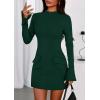 imagePRETTYGARDEN Womens Short Formal Dresses 2025 Fall Long Sleeve Mock Neck Elegant Cocktail Party Club Bodycon Mini DressDark Green