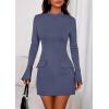 imagePRETTYGARDEN Womens Short Formal Dresses 2025 Fall Long Sleeve Mock Neck Elegant Cocktail Party Club Bodycon Mini DressDusty Blue