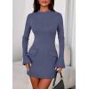 imagePRETTYGARDEN Womens Short Formal Dresses 2025 Fall Long Sleeve Mock Neck Elegant Cocktail Party Club Bodycon Mini DressDusty Blue