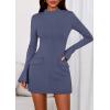 imagePRETTYGARDEN Womens Short Formal Dresses 2025 Fall Long Sleeve Mock Neck Elegant Cocktail Party Club Bodycon Mini DressDusty Blue