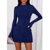 imagePRETTYGARDEN Womens Short Formal Dresses 2025 Fall Long Sleeve Mock Neck Elegant Cocktail Party Club Bodycon Mini DressNavy Blue
