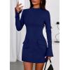 imagePRETTYGARDEN Womens Short Formal Dresses 2025 Fall Long Sleeve Mock Neck Elegant Cocktail Party Club Bodycon Mini DressNavy Blue