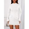 imagePRETTYGARDEN Womens Short Formal Dresses 2025 Fall Long Sleeve Mock Neck Elegant Cocktail Party Club Bodycon Mini DressWhite
