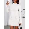 imagePRETTYGARDEN Womens Short Formal Dresses 2025 Fall Long Sleeve Mock Neck Elegant Cocktail Party Club Bodycon Mini DressWhite