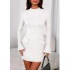 imagePRETTYGARDEN Womens Short Formal Dresses 2025 Fall Long Sleeve Mock Neck Elegant Cocktail Party Club Bodycon Mini DressWhite