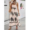 imagePRETTYGARDEN Womens Summer Boho Maxi Dress 2025 Casual Sleeveless Square Neck Floral Aline Smocked Beach Dresses with PocketsFloral Apricot Black
