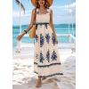 imagePRETTYGARDEN Womens Summer Boho Maxi Dress 2025 Casual Sleeveless Square Neck Floral Aline Smocked Beach Dresses with PocketsFloral Apricot Navy