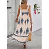 imagePRETTYGARDEN Womens Summer Boho Maxi Dress 2025 Casual Sleeveless Square Neck Floral Aline Smocked Beach Dresses with PocketsFloral Apricot Navy