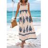 imagePRETTYGARDEN Womens Summer Boho Maxi Dress 2025 Casual Sleeveless Square Neck Floral Aline Smocked Beach Dresses with PocketsFloral Apricot Navy