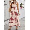 imagePRETTYGARDEN Womens Summer Boho Maxi Dress 2025 Casual Sleeveless Square Neck Floral Aline Smocked Beach Dresses with PocketsFloral Apricot Wine Red