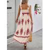 imagePRETTYGARDEN Womens Summer Boho Maxi Dress 2025 Casual Sleeveless Square Neck Floral Aline Smocked Beach Dresses with PocketsFloral Apricot Wine Red