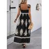 imagePRETTYGARDEN Womens Summer Boho Maxi Dress 2025 Casual Sleeveless Square Neck Floral Aline Smocked Beach Dresses with PocketsFloral Black Apricot