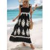 imagePRETTYGARDEN Womens Summer Boho Maxi Dress 2025 Casual Sleeveless Square Neck Floral Aline Smocked Beach Dresses with PocketsFloral Black Apricot